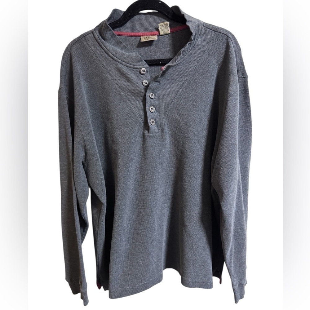 L.L. Bean Men’s Gray Henley Long Sleeve Shirt XL - Picture 2 of 9